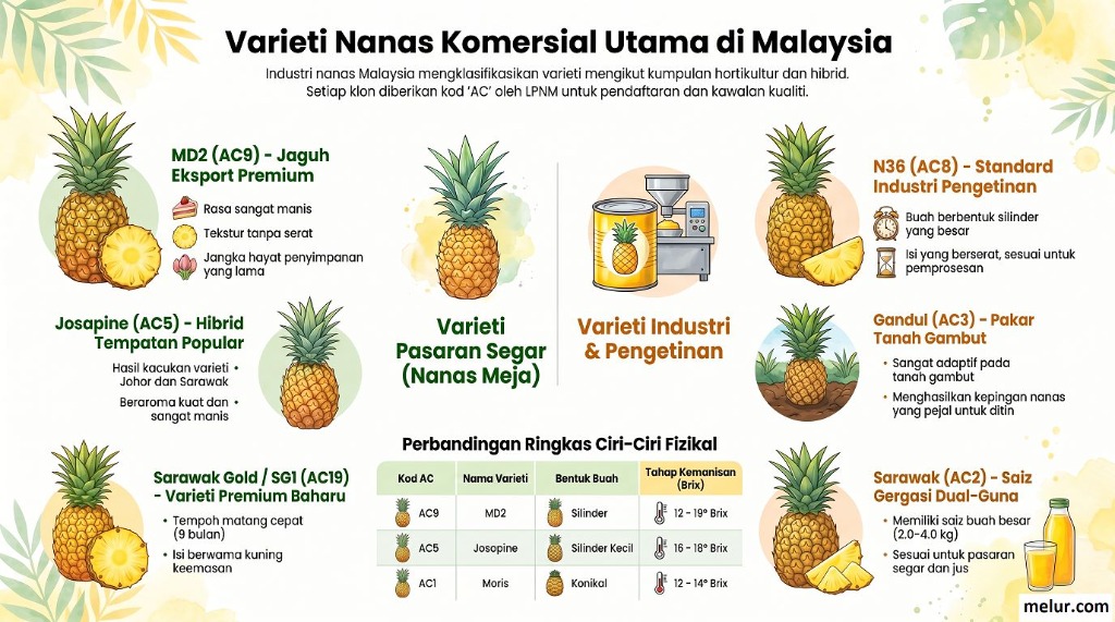 Varieti Nanas Komersial Utama di Malaysia